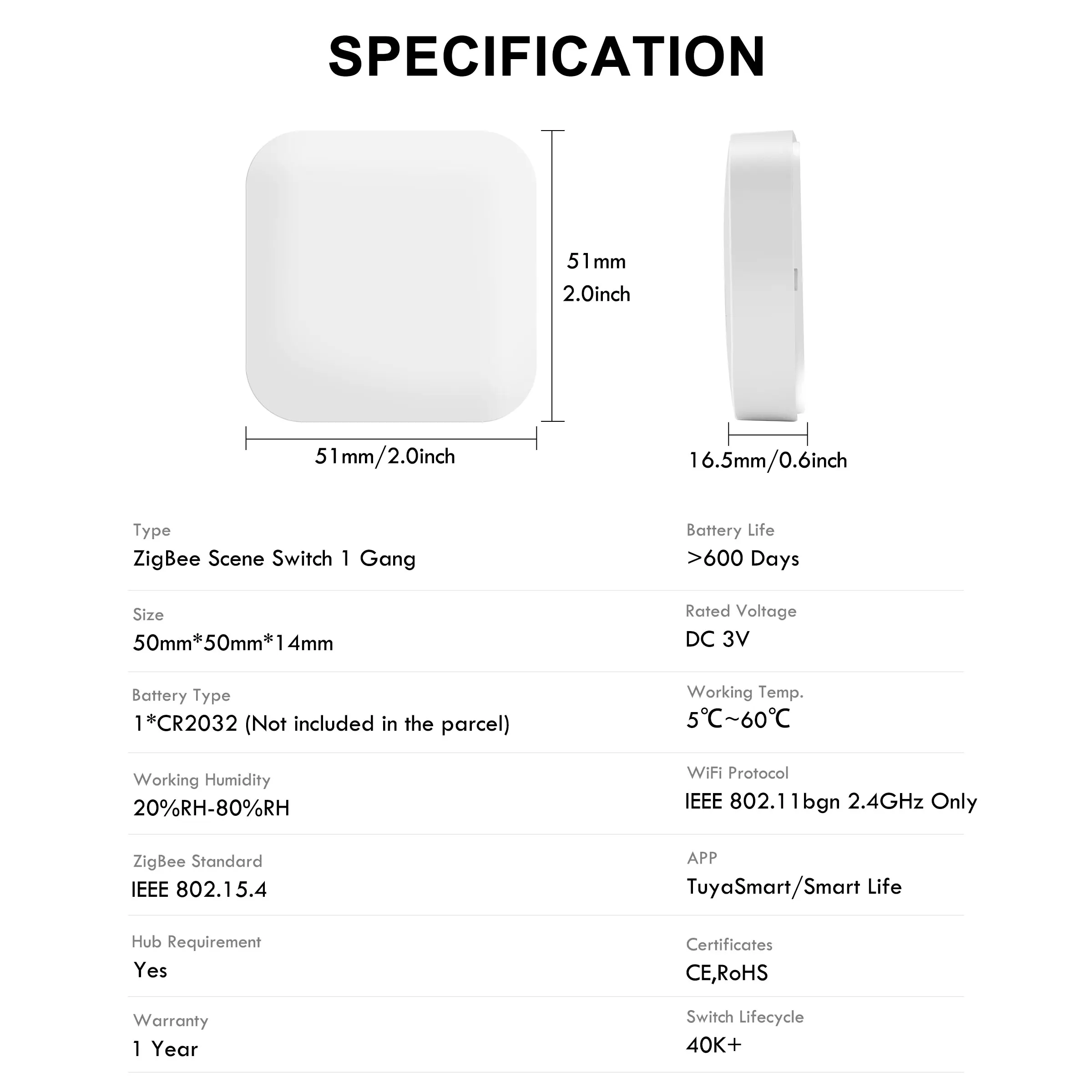 GIRIER-Interruptor de botón de escena Tuya ZigBee, controlador inalámbrico inteligente de escena de 1 banda para automatización del hogar,