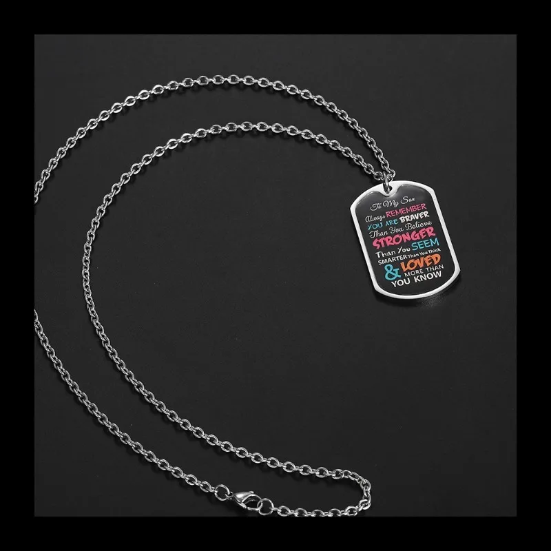 

Ожерелье из нержавеющей стали, титановая сталь, эпоксидная смола, военный бренд, кулон с надписью, индивидуальное ожерелье с декларацией