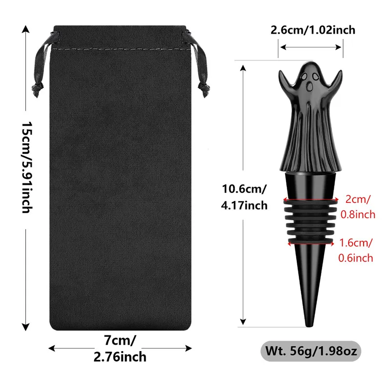 Vintage Ghost Shape Wine Stopper Champagne Bottle Stoppers for Kitchen Club Halloween Party Wedding Barware Accessory Gift Set