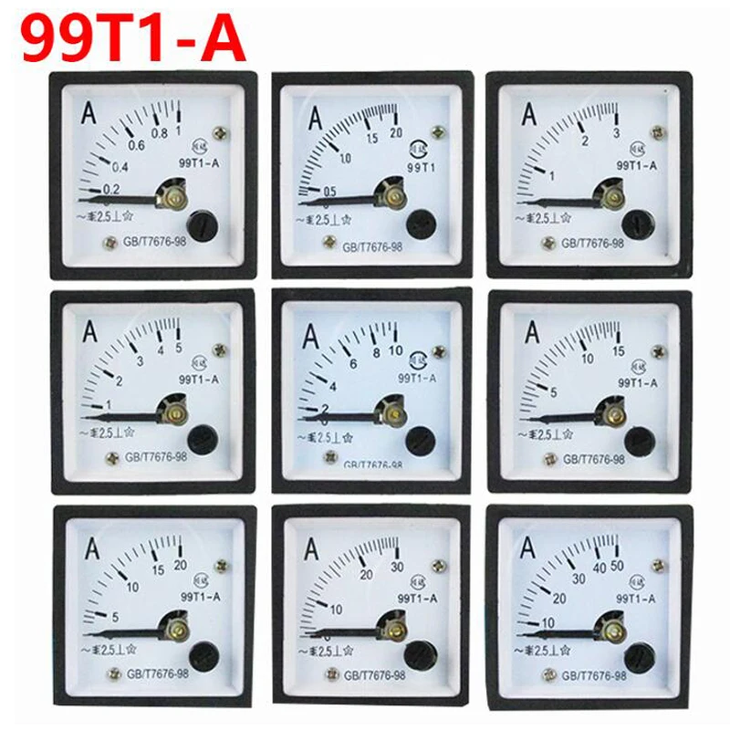 1Pcs 99T1 AC ammeter 99T1A 1A 2A 3A 4A 5A 10A 20A 30A 40A 50A 75A 100A and miniature zero sequence current transforme