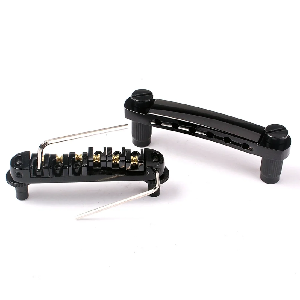 

Roller Saddle Bridge Tailpiece Kit Black for Style Electric Guitar Replacement Parts Includes Studs Wrenches Durable