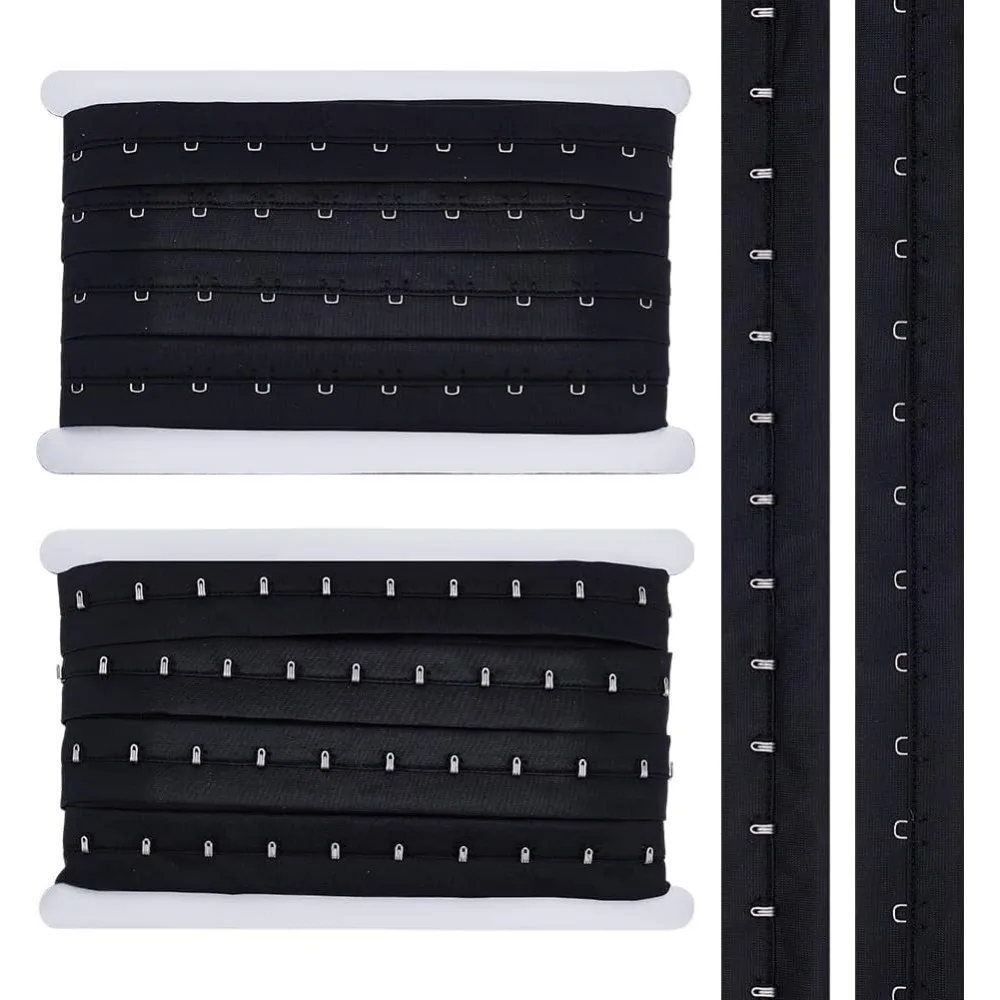 10 Yards Single Row Hook and Eye Tape Trim 1.1 Inch Black Polyester Bra Extender for Sewing Quilting Corset Bra Bridal Apparel