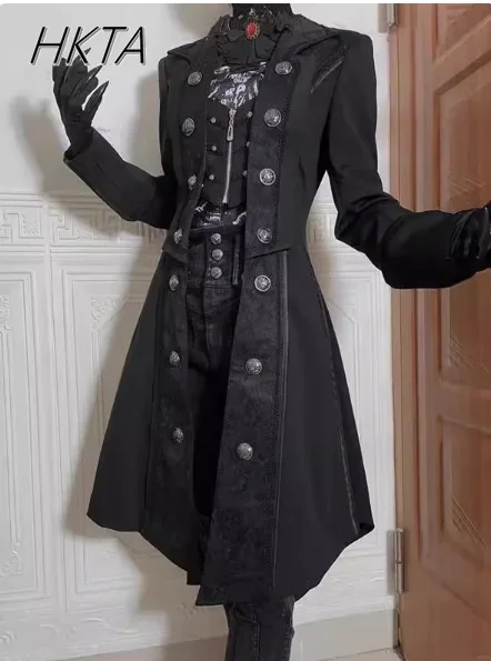 2025 Spring New Y2k Trench Coat Dark Goth Robe Lolita Long Coats Lolita High Street Men and Women's Jacket Clothing - Image 4