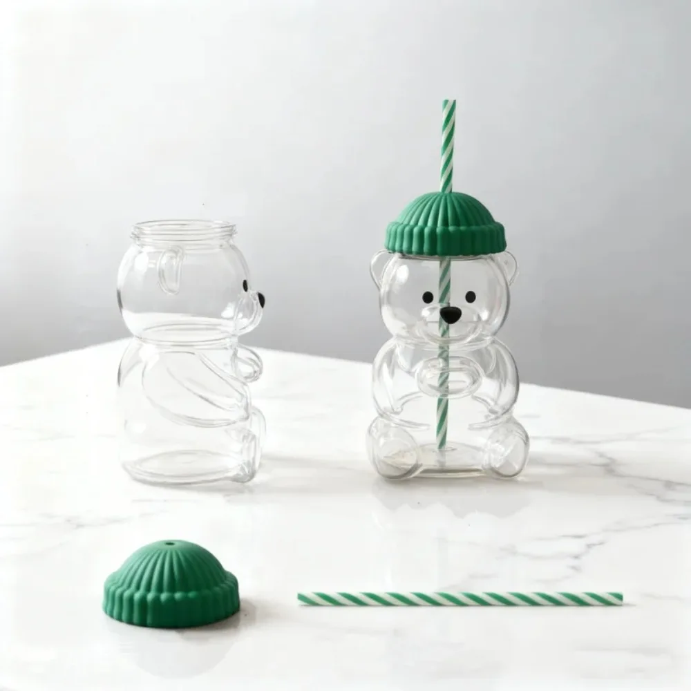 Holiday Teddy Bear Cup Cover | Cartoon Bear Shaped Cold Drink Cup Accessory | Barista Bear Themed Beverage Protector