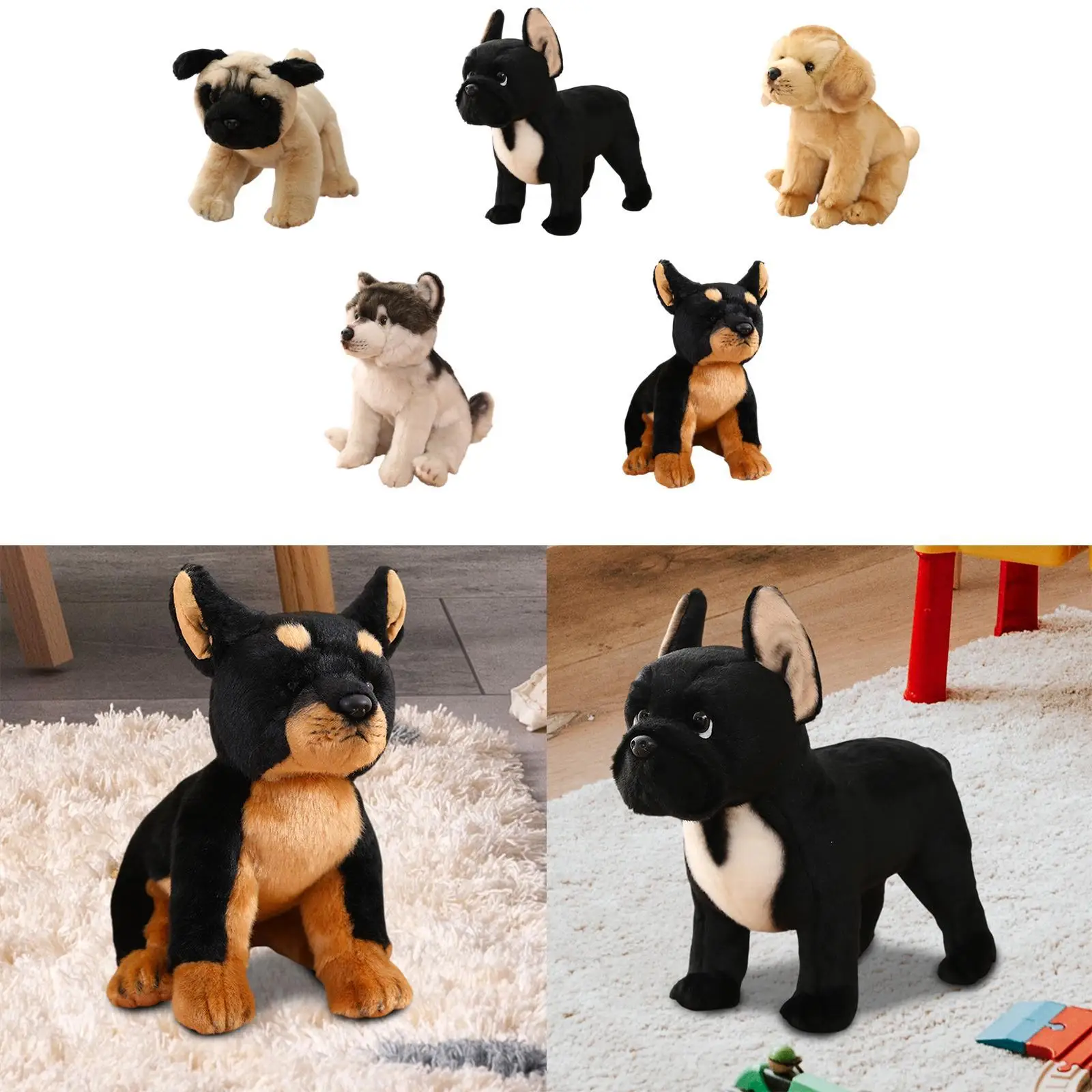 Juguete de animales de peluche, almohada realista y cómoda, muñeco de peluche, regalo para niños, estatuilla de perro para decoración de sofá de coche, dormitorio y oficina