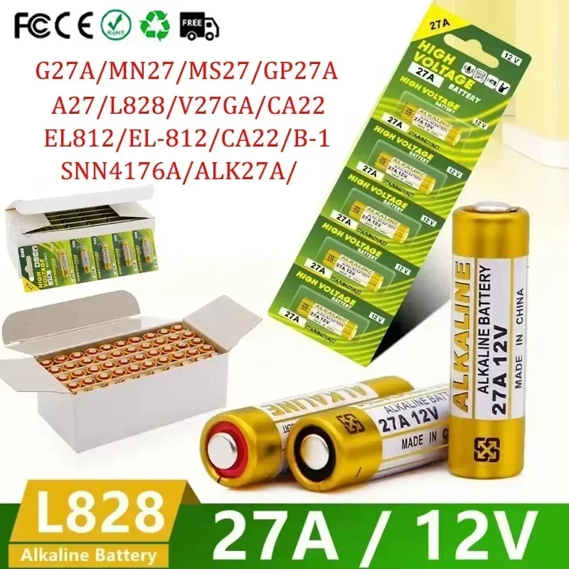 10PCS Original 27A 12V Alkaline Battery Suitable for Car Keys Calculators Remote Controls and High Energy Consumption Equipment