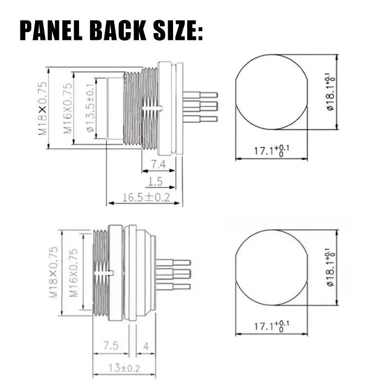 M16 PCB 2 3 4 5 6 7 8 12 Pin Solder Wire Socket IP67 Plug-in Type Aviation Connector M16 Panel Front/Back Male Female Sockets