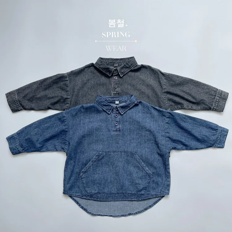 RAISE Frühling Herbst Koreanische Kinder Jungen Denim Hemd Pullover Solide Große Tasche Babys Jungen Hemd Westlichen stil Kleinkind Jungen tops – Detail 11