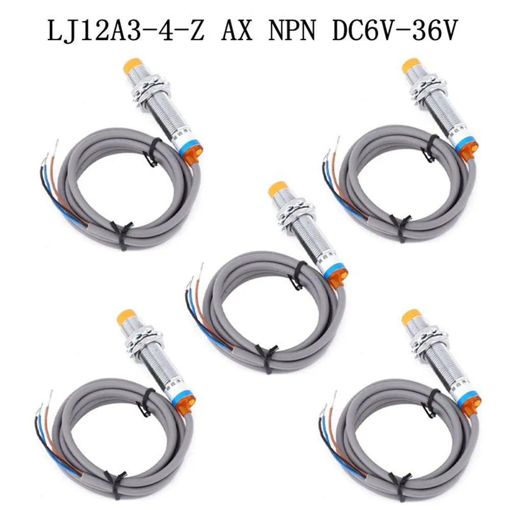 

5 шт. индуктивных датчиков приближения LJ12A3-4-Z/AX NPN, 6-36В DC, расстояние срабатывания 4 мм, для промышленного применения