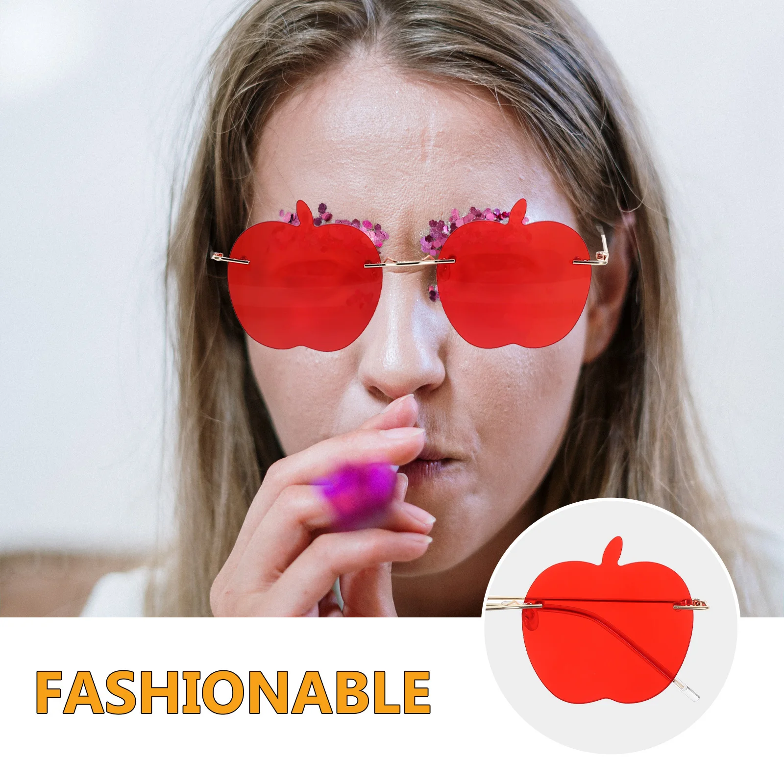 1 قطع أبل بدون شفة النظارات الشمسية مضحك حزب صور الدعامة الأحمر أزياء النظارات خفيفة الوزن دائم بدون شفة نظارات أزياء النظارات #4