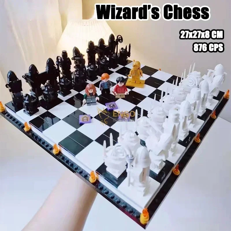 876pcs MOC Wizard’s Chess Model Building Blocks FIT 76392 Bricks DIY Toys for Chilren Gift