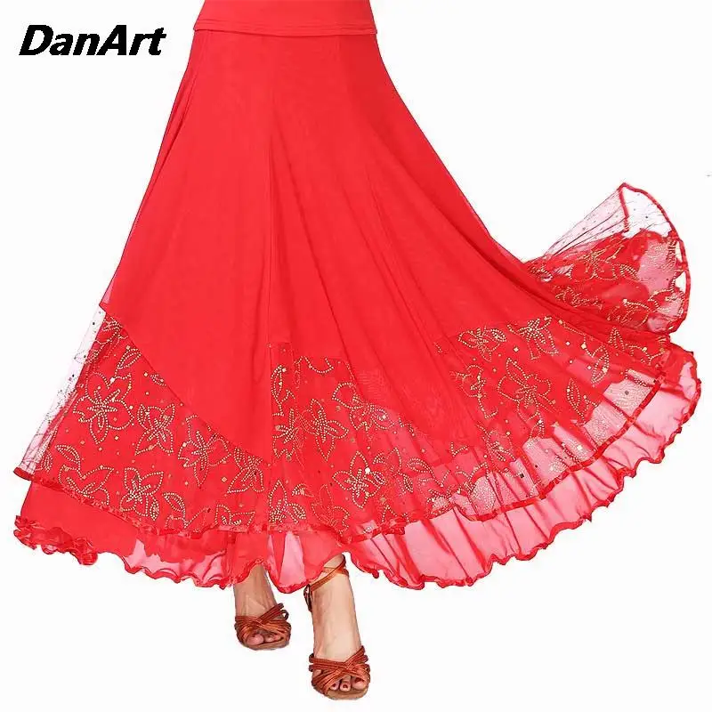 

Modern Dance Swing Dress Stage Competition Half Body Dress International Waltz Social Dance Costume Performance Practice Skirt