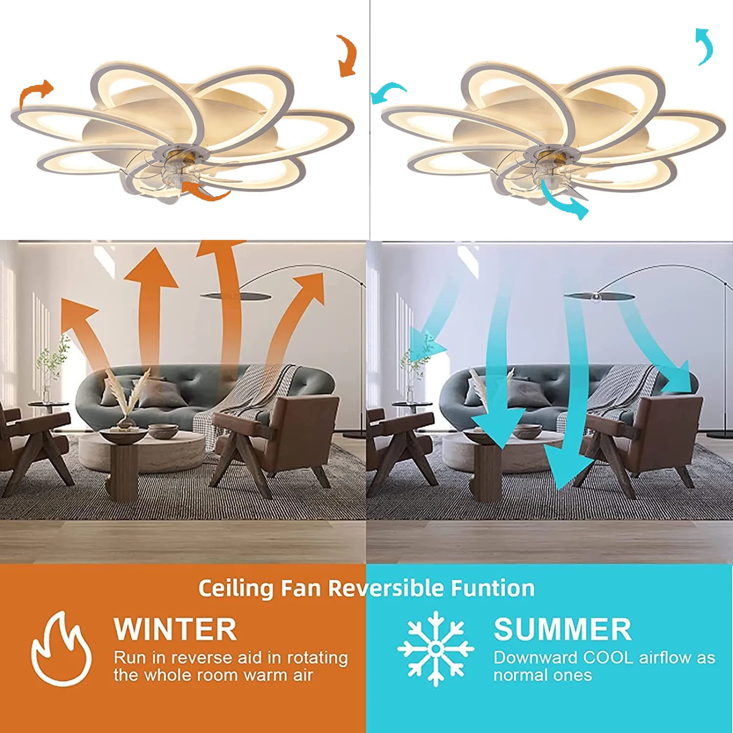 Follower Ceiling Light With Fans DC Motor APP Smart Fans Light Luxury Invisible Ceiling Fan Dining Room Lamp with Fan 110V 220V