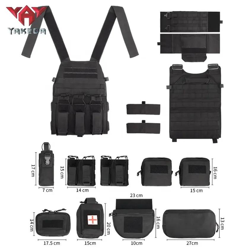 Kamizelka taktyczna YAKEDA Outdoor Camouflage Plate Carrier Kamizelka taktyczna Chaleco Quick Release Tactico z etui na magazynek Ochrona krocza