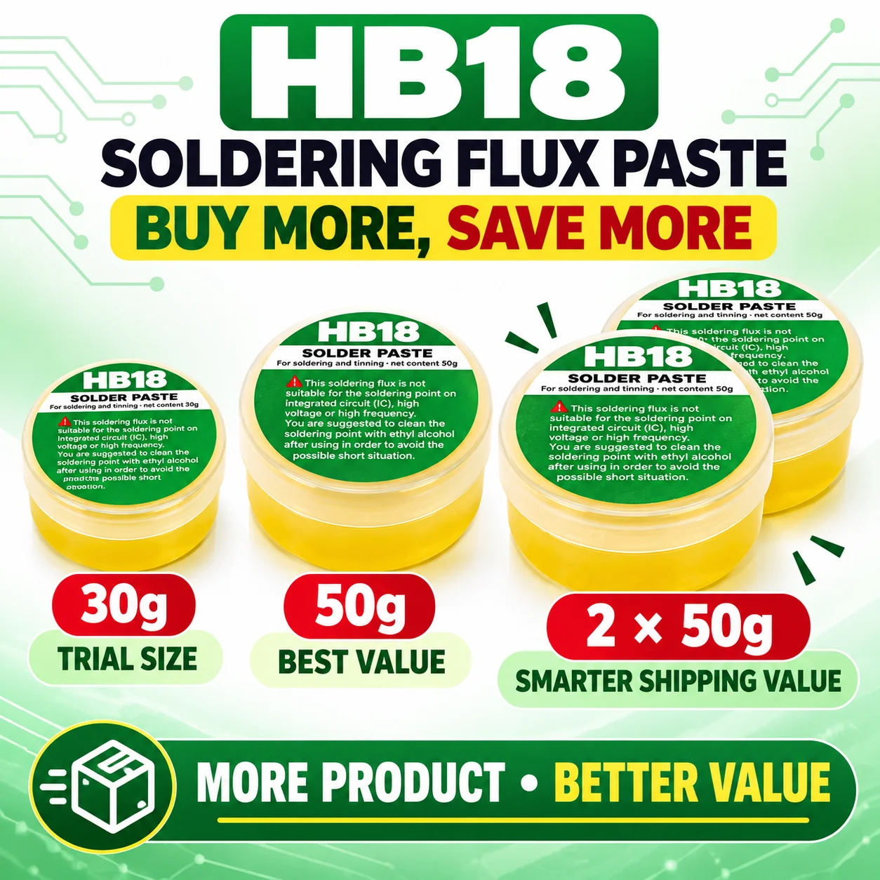 HB18 Rosin Soldering Flux Paste 30g 50g No-Clean Welding Flux for PCB SMD Electronics Repair Rework