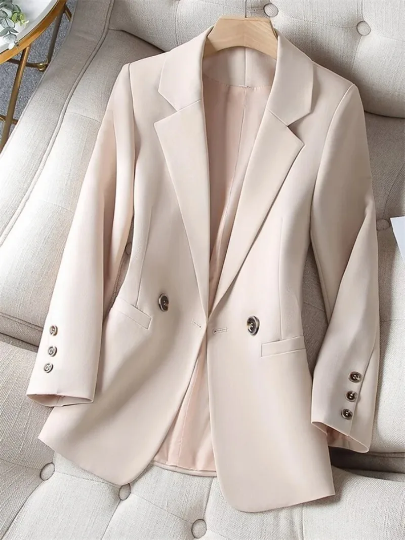 

Khaki Leisure Suit Women's Coat Spring Autumn New Style Temperament Slim Fit Ladies Comfortable Lining Wild Blazer S-4XL REFR