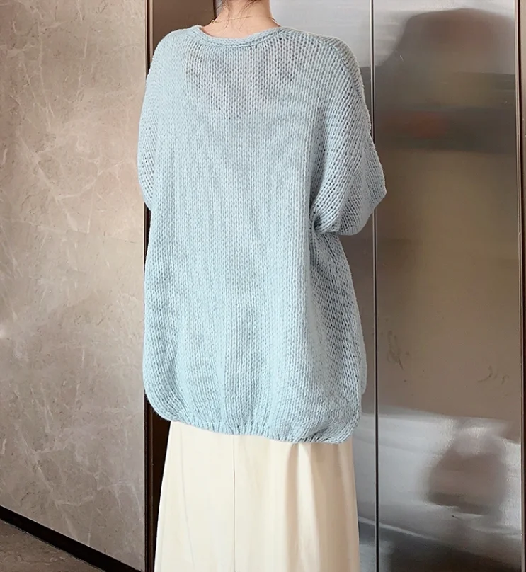 2024 Autumn Long Sleeve Maternity Sweater Pregnant Woman Knitting Cardigans Loose Casual Pregnancy Blue Top Tees Shirt Capes