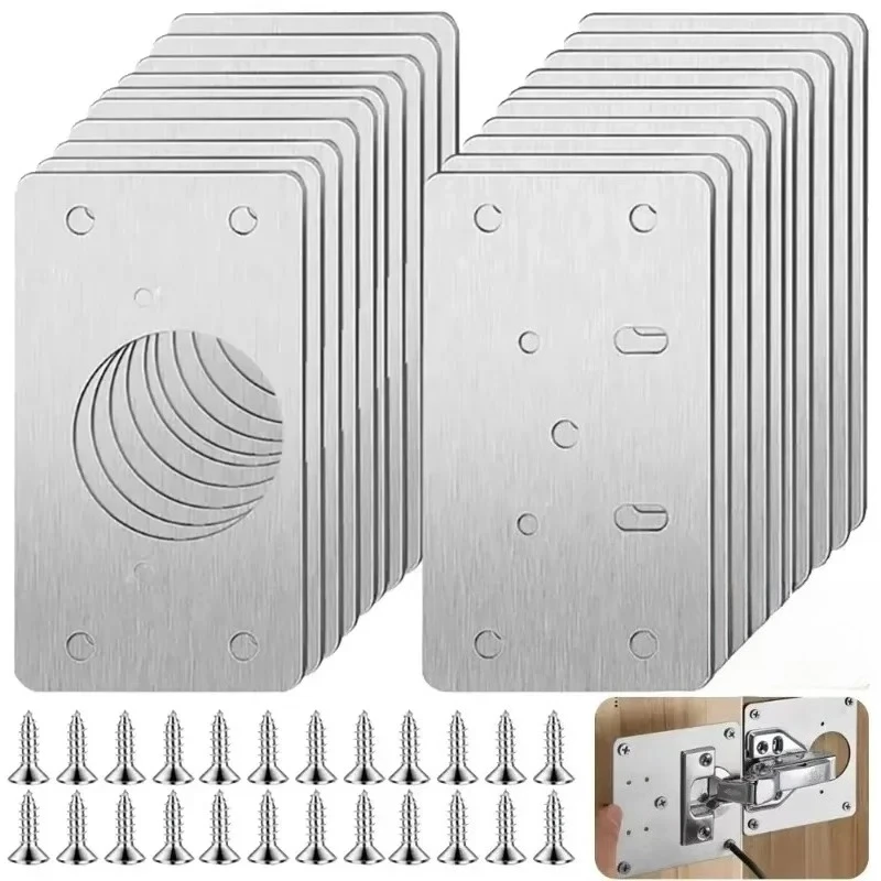 

Mounting Plate With Holes For Home Kitchen Cupboard Furniture Cabinet Hinge Repair Plate Kit Stainless Steel Door Hinge