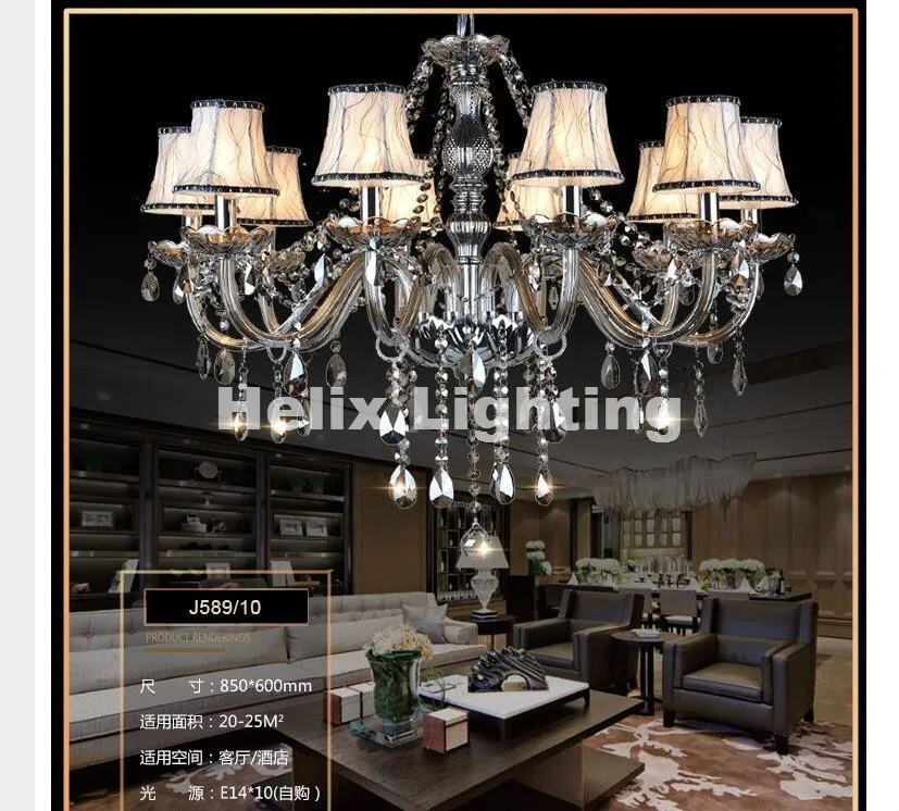 Hot Selling Smoked K9 Crystal Chandelier Lustre Crystal Chandeliers Lustres De Cristal Chandelier E14 LED AC Lampshades Included