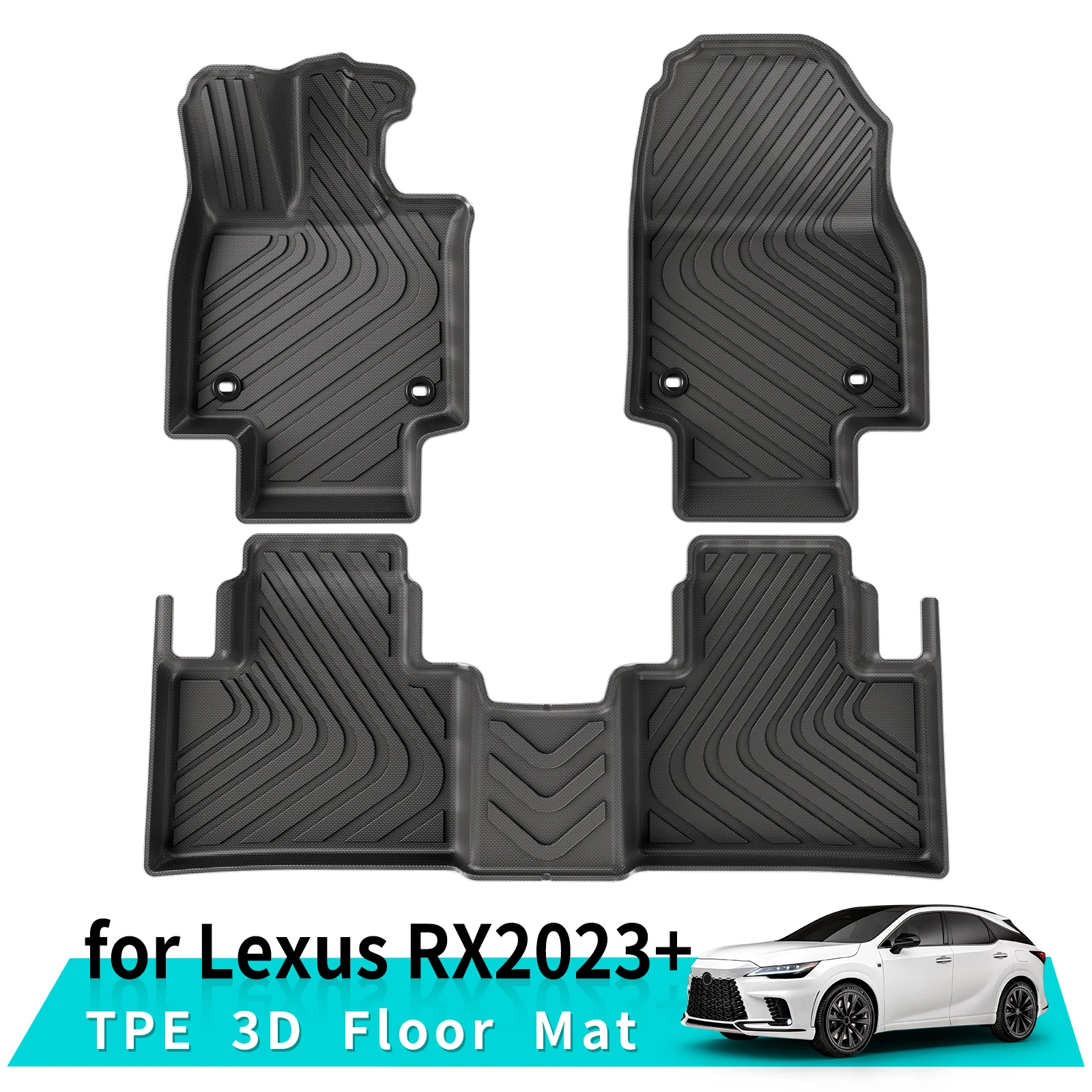 for Lexus RX 2023 2024 TPE 3D Car Floor Mats Cargo Liner Trunk/Backrest Pad Waterproof Left Rudder