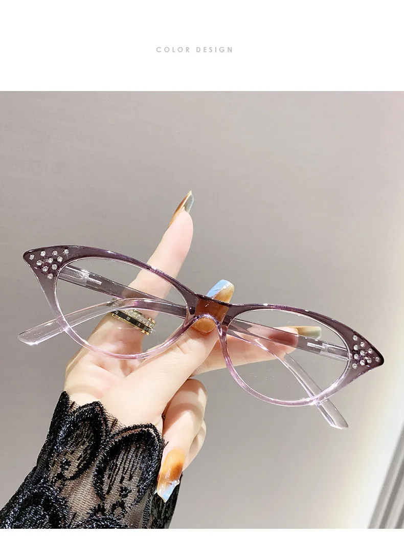 Neue Lesebrille Mann Frau Cat Eye Strass Leser Unisex Mode Blockieren Blau Licht Brillen Bunte Brillen – Detail 19