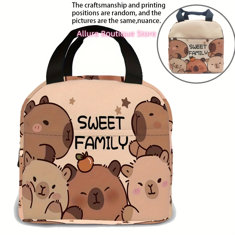 Capybara Family Lunch Bag - Cute Animal Lunch Tote with Non-Food Contact, Large Capacity School, Office, Travel, Picnic Bag - Be