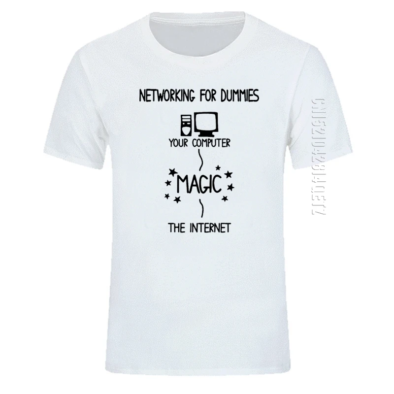 Networking For Dummies Man T Shirt Funny Geek Nerd It Computer Gift Programmer Cotton Men O Neck T-Shirt Boyfriend Gift