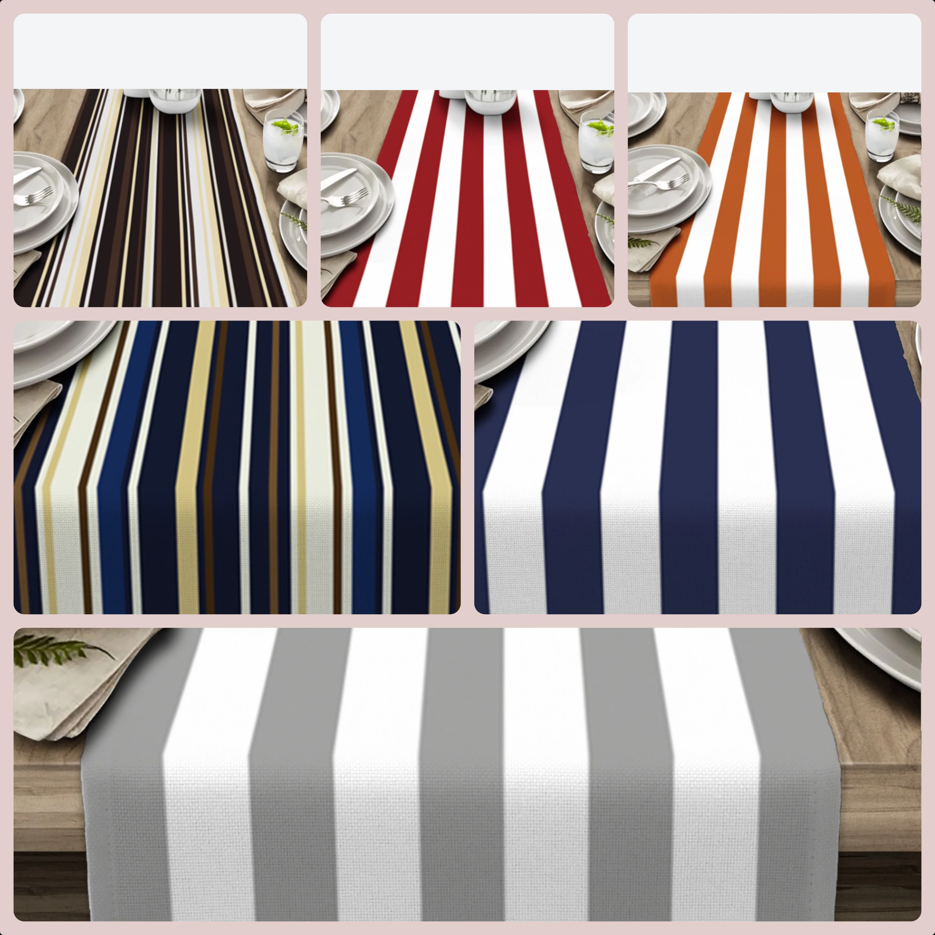 Navy Blue and White Striped Table Flags Home and Wedding Banners Mats Decorations Party Catering Party Decorations Festival Gift