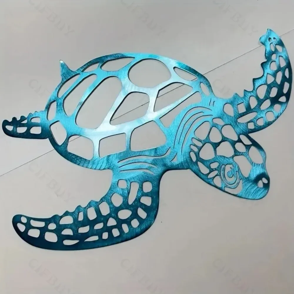 Artistic Metal Sea Turtle Wall Decor - Coastal Home Accent for Living Room, Unique Indoor Hanging Ornament