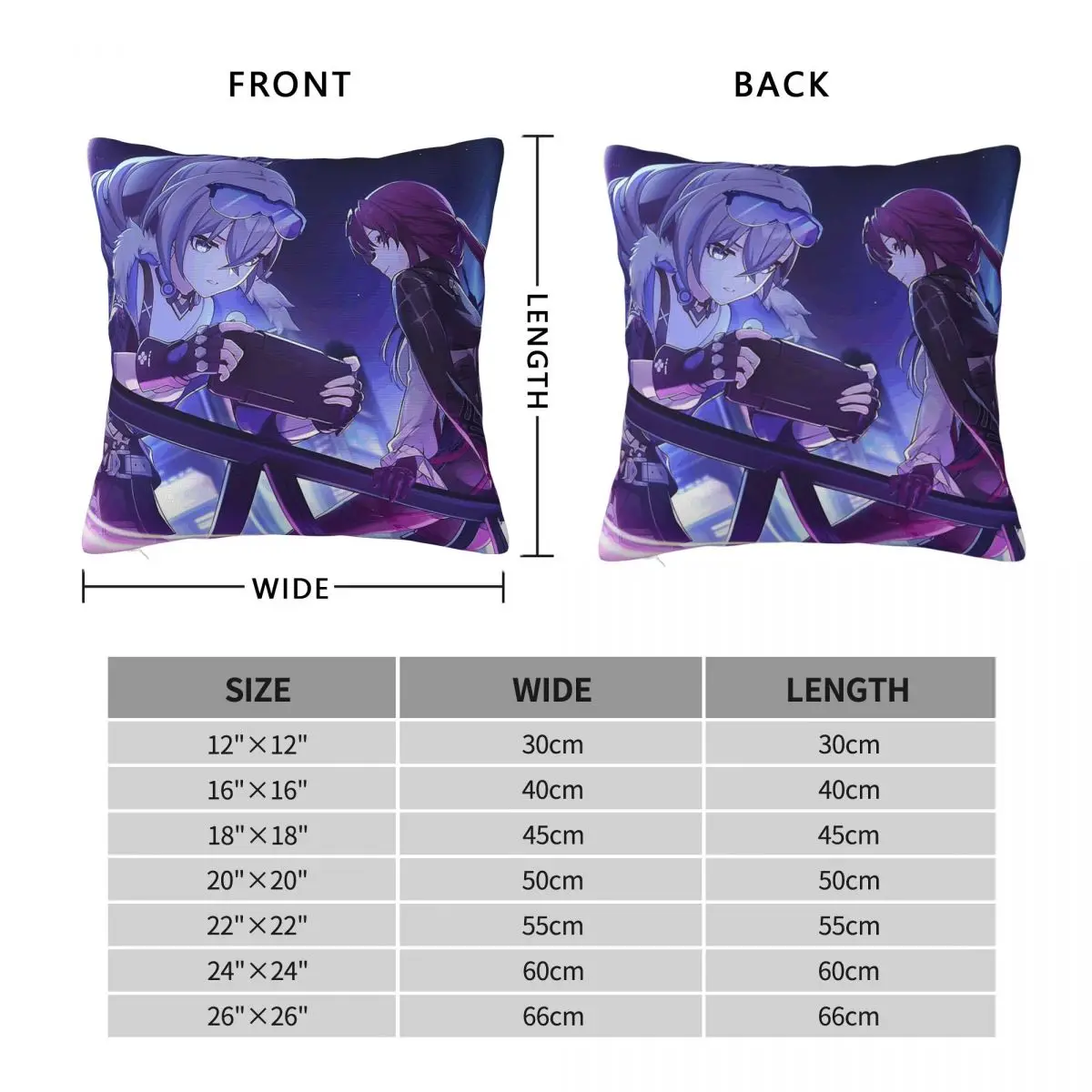 Kafka & Silver Wolf Honkai Star Rail Pillowcase Polyester Linen Velvet Printed Zip Decorative Pillow Case Room Cushion Case 18