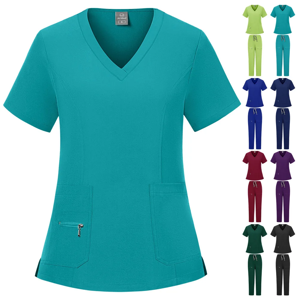

Zipper-Front Nurse Scrubs Straight-Leg Pants Lightweight Scrub Top Scrub Top for Nurses Maternity Care Center Women's Workwear