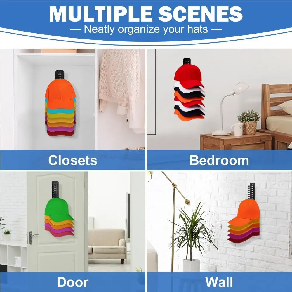 Closet Cap Rack Hat Organizer for Baseball Caps Space Saving Sundries Storage Baseball Caps Organizer for Door Closet Plastic view 6