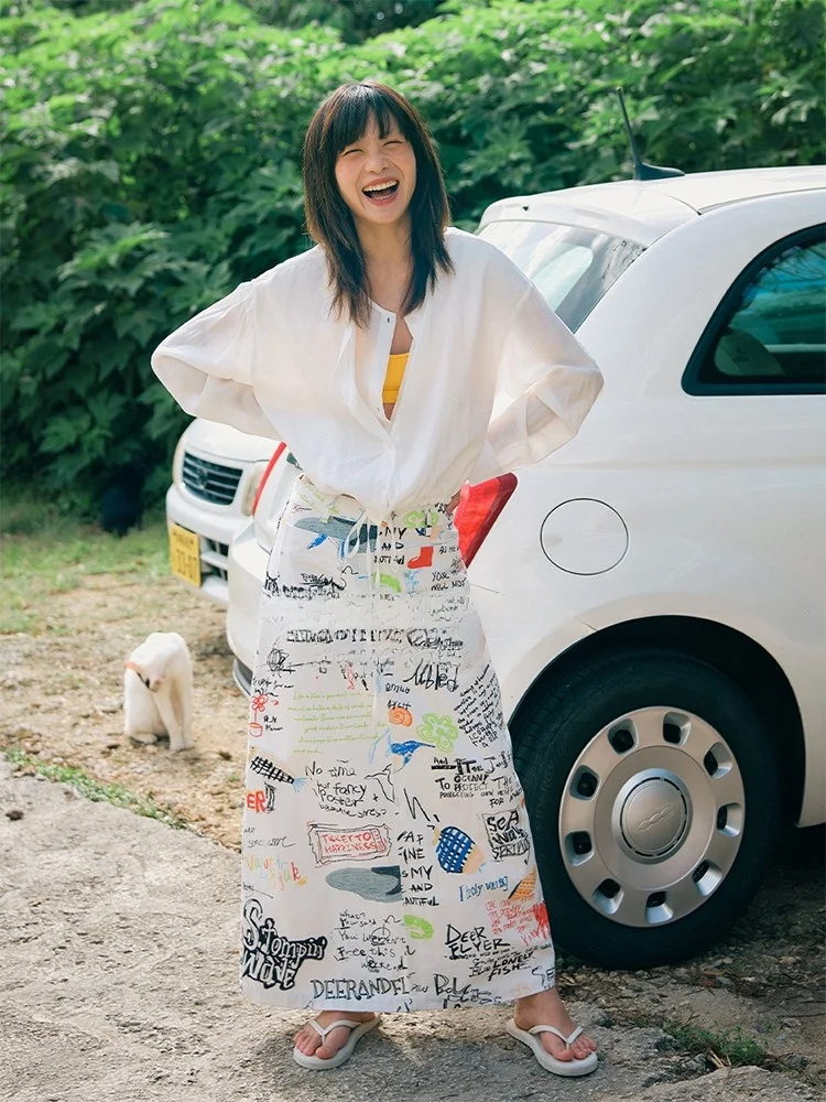 

Оригинальная короткая юбка фасона H-образной формы с высокой талией из хлопка, повседневная, для женщин 20-30 лет от Deer An...