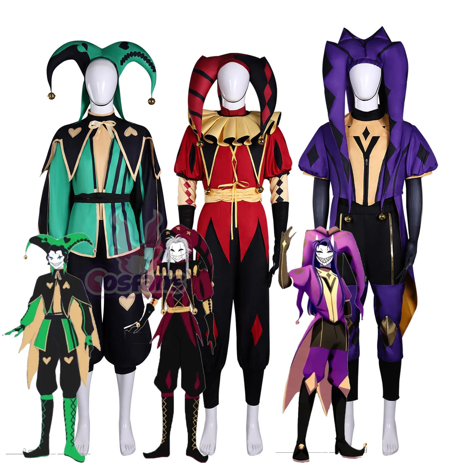 

Cosplay Series harlequin pierrot jester The Freak Circus-Jester Cosplay high quality Costume full set