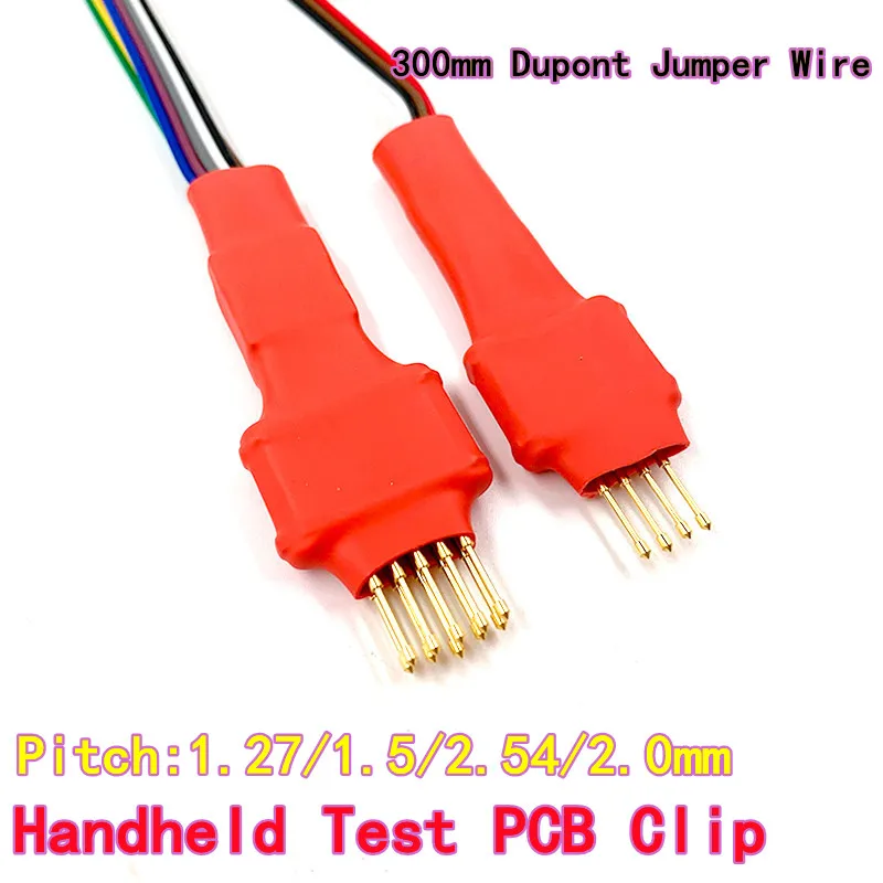 Test Jig PCB Clip, 1.27/1.5/2.54/2.0mm Spring Pin, Universal Programmer Burn-in Fixture Accessories 2-10P 30mm Dupont Cable
