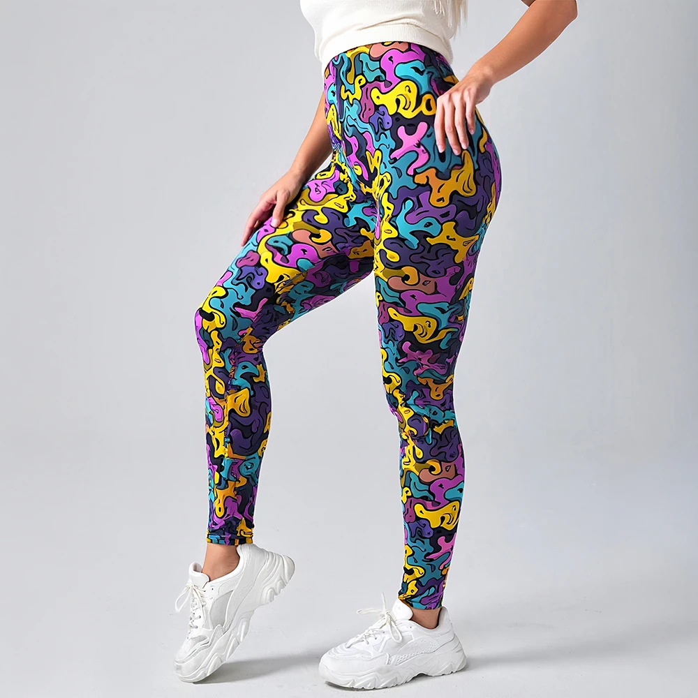 

Mia Muse 2025 Autumn Women's Leggings Daily Basic Full Print Skinny Fit High Waist Ankle Casual Leggings