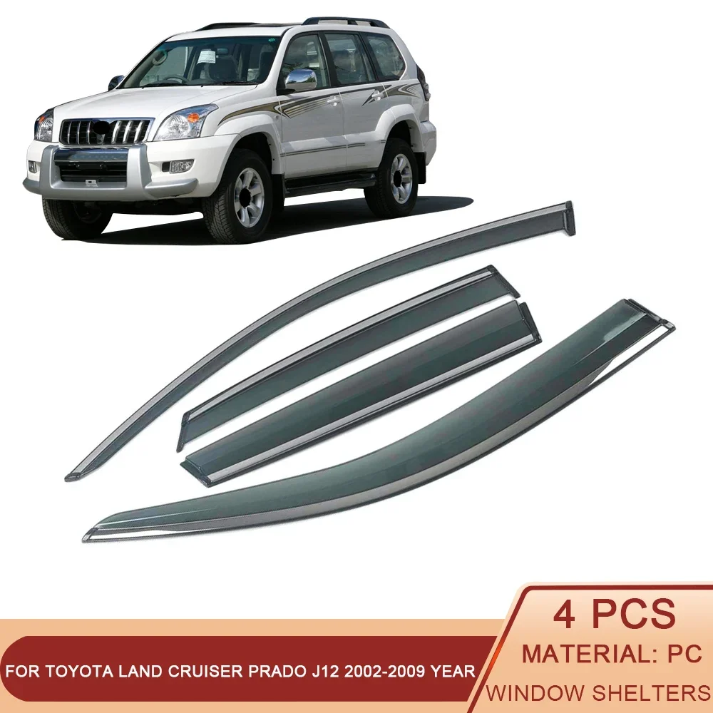 

For TOYOTA Land Cruiser Prado J12 2002-2009 Car Window Sun Rain Shade Visors Shield Shelter Protector Cover Trim Frame Sticker