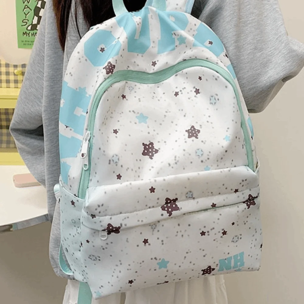 Letter Print Star Backpack Lightweight College Style Oxford Cloth Backpack Korean Style Cloth Students School Bag Travel