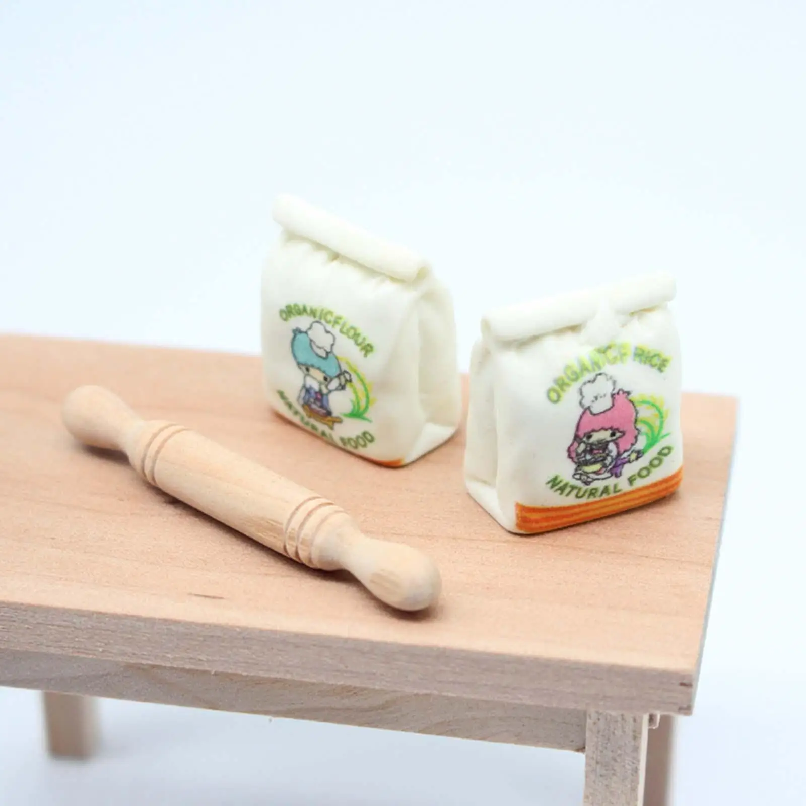 Play Set Dollhouse Cooking Rolling Pin and Flour 1:12 Baking Tool Set Realistic