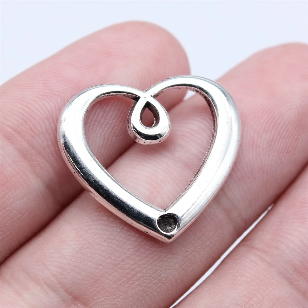 WYSIWYG 10pcs 21x23mm Antique Silver Color Heart Charms Pendant For DIY Jewelry Making Handmade Jewelry Craft Findings