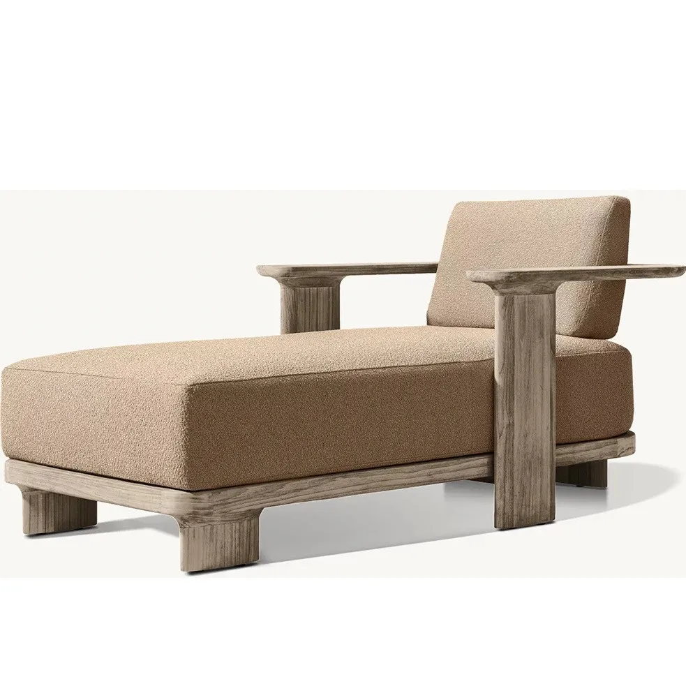 

Outdoor Bed Teak Furniture Five-star Hotel Seaside Swimming Pool Balcony Sample Room Solid Wood Lounge Chair