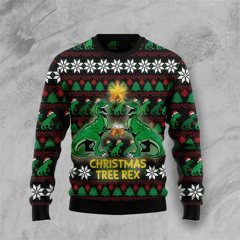

2026 New Xmas Tree Graphic Ugly Christmas Sweater Fashion Crew Neck 3D Printed Xmas Sweatshirts Casual Oversized Mens Pullovers