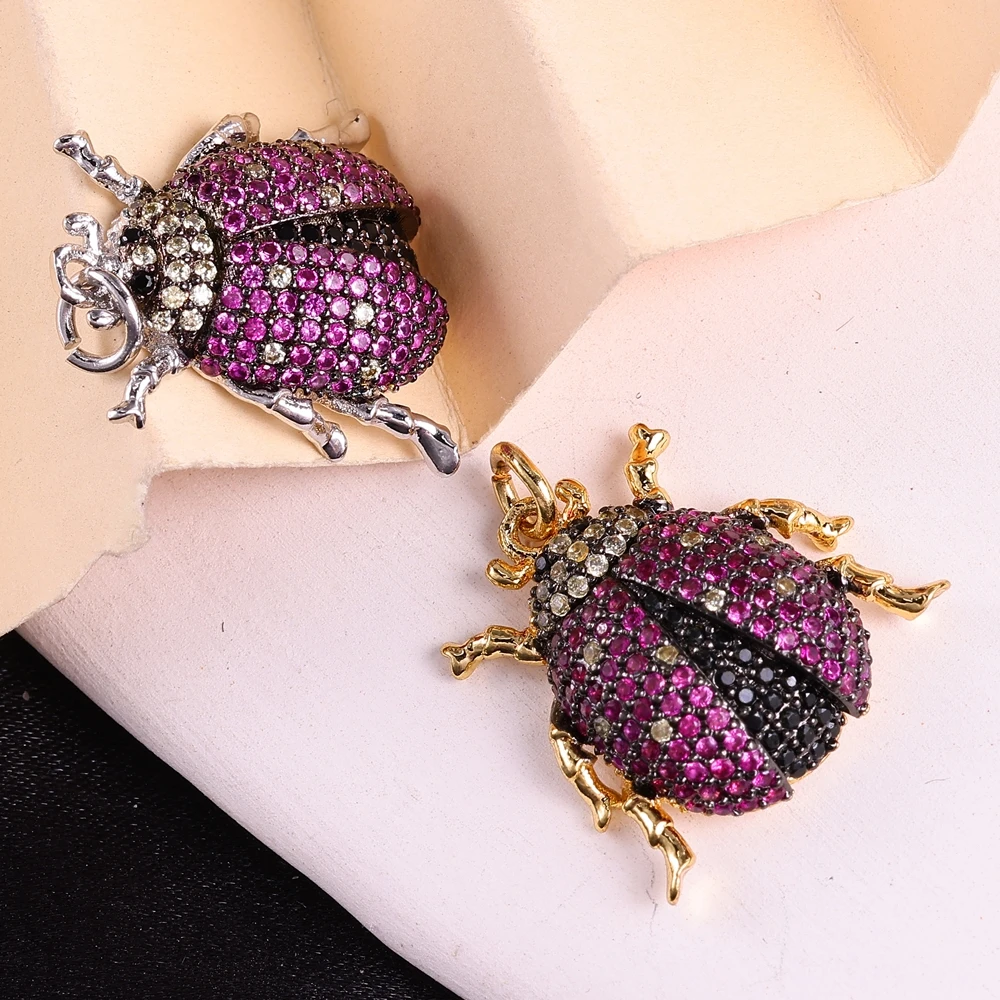 Juya 18K Gold Plated Micro Pave Zircon Decorative Artwork Insect Bug Bees Butterfly Charms For DIY Luxury Pendant Jewelry Making