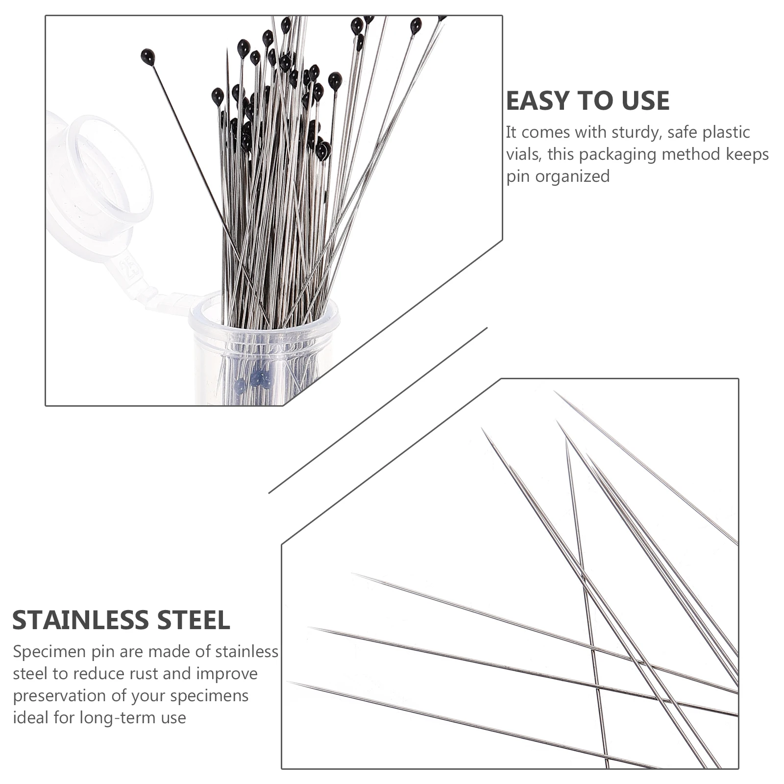 

200 Pcs Specimen Needle Collector for Pin Dissection Collectors Collection Needles Stainless Steel