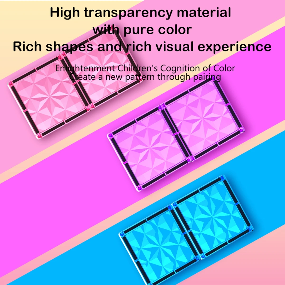 مجموعة مكعبات بناء قلعة البلاط المغناطيسي ثلاثية الأبعاد من برينسيس - ألعاب تعليمية جذعية حسية للأطفال الصغار - بناء مغناطيسي وردي