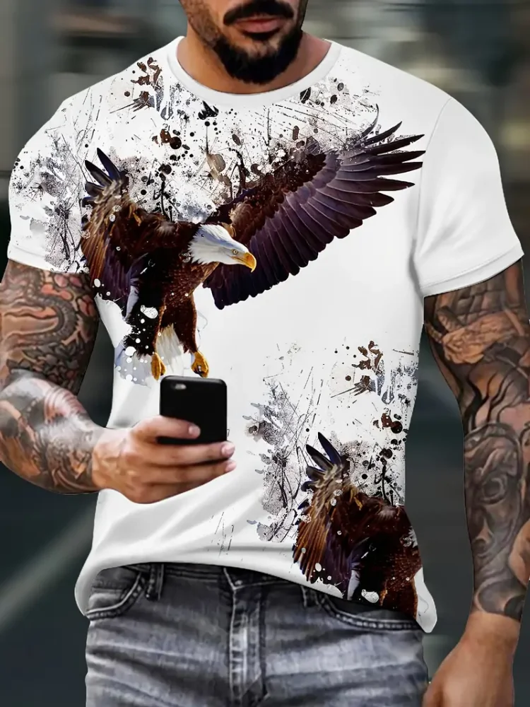 T-Shirts Oversize Eagle Graphic T-Shirt Summer Short Sleeve Tops Tees Oversized Fashion Animal Men T-Shirt Vintage Men's Clothes