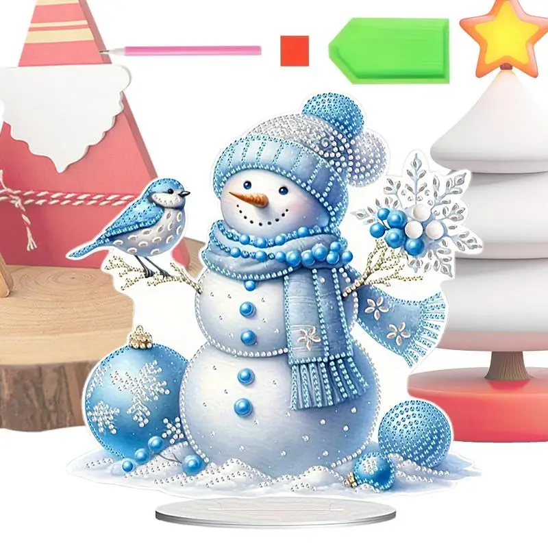 

Gem Art Tabletop Ornaments Christmas Theme Crystal Gem Art Painting Desktop Ornaments For Home Living Room Rhinestone Art