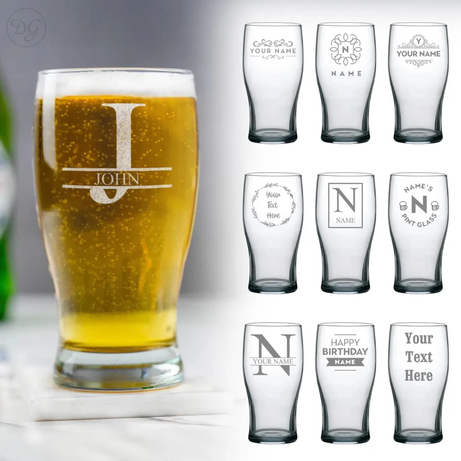 

18oz Personalized Beer Glass Laser Engraving Custom Pint Glass for Corporate, Father, Housewarming Gift, Wedding Groomsmen Gift
