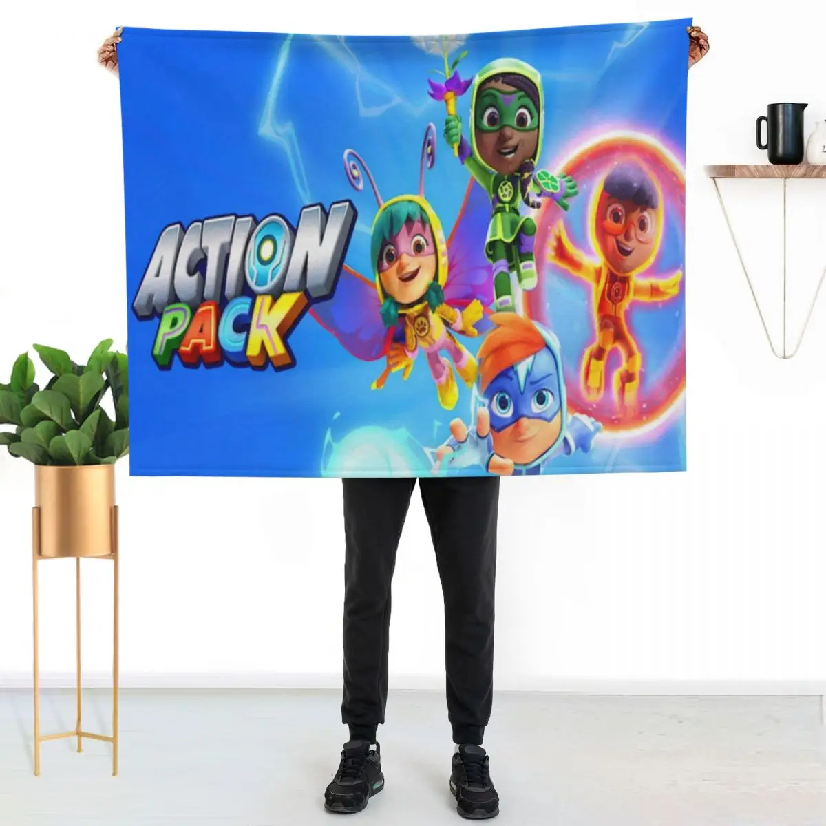 Action Pack, regalo divertido para los fanáticos de las películas llenas de acción, manta portátil y ligera para viajes y camping