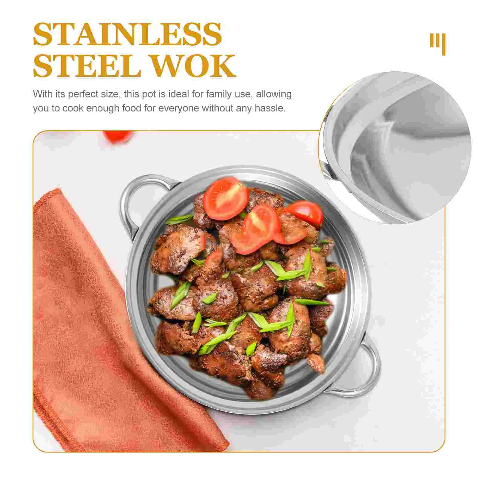 Stainless Steel Pot Korean Cooking Pan Non Stick Frying Wok Fried Steak Pot With Lid Kitchen Cookware